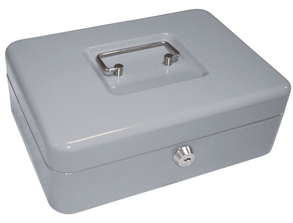 COFRE COM BANDEJA PARA MOEDAS Q-CONNECT 250X90X180 MM PRATA