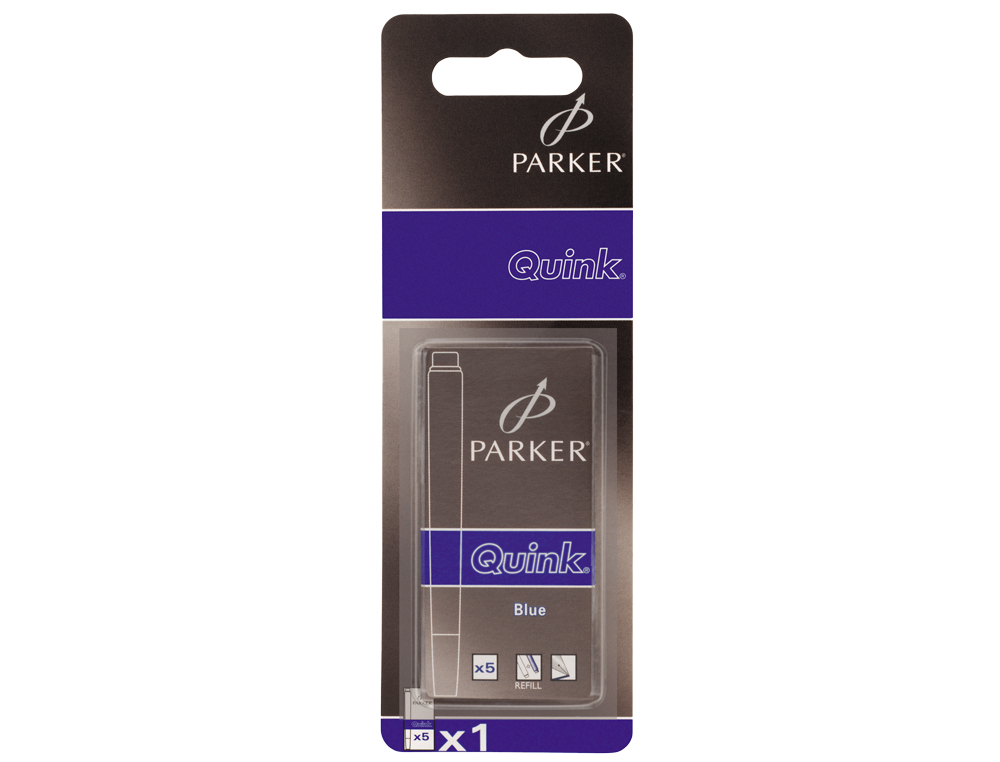 CAIXA COM 5 CARTUCHOS DE TINTA AZULPARA TODOS OS MODELOS DECANETAS DA PARKER