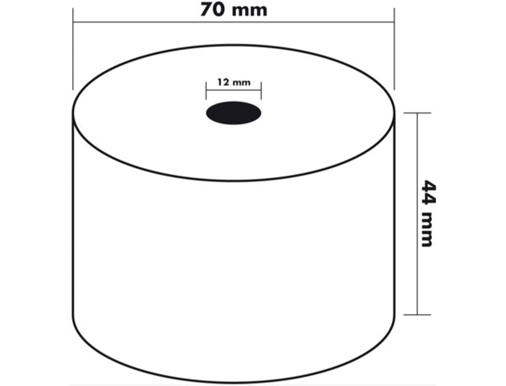 ROLO PAPEL PARA IMPRESSORA 44X70X11 MM 60 GR