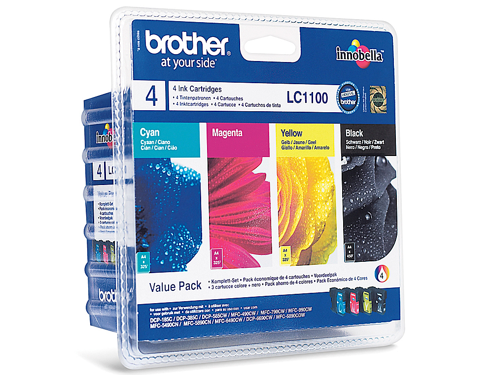 TINTEIRO BROTHER LC-1100VALBP PACK CIAN/MAGENTA/AMARELO E PRETO