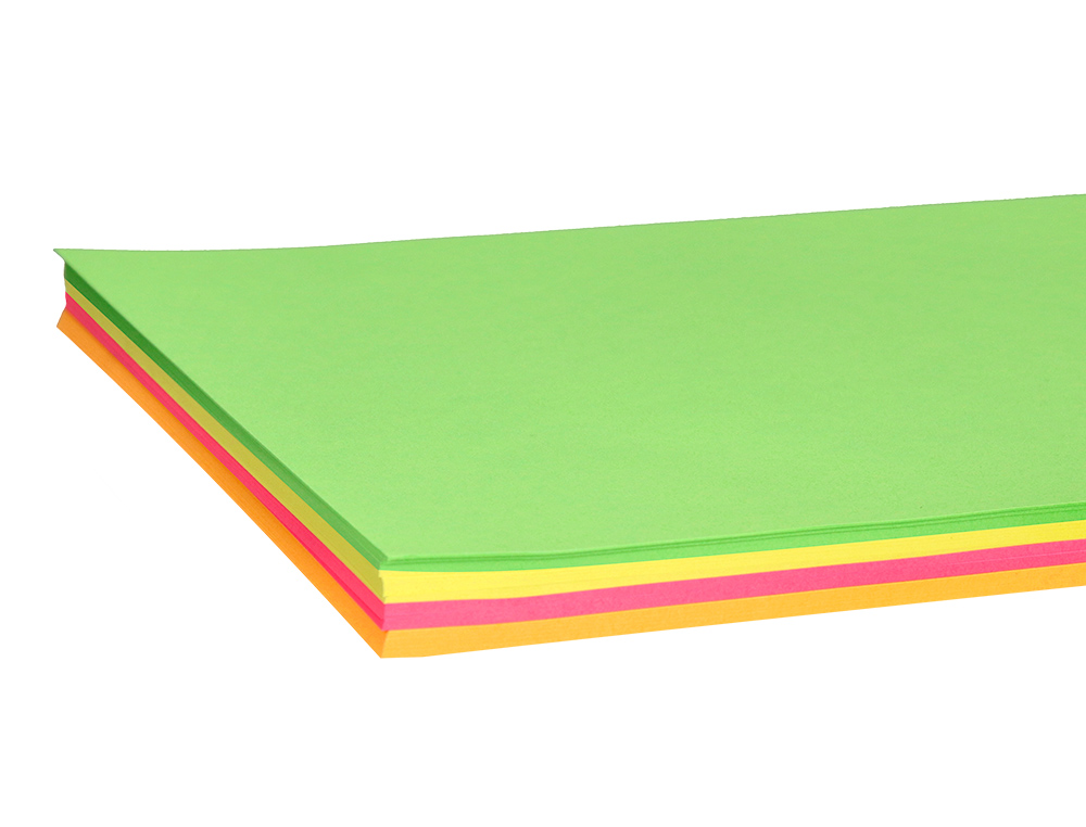 PAPEL DE COR LIDERPAPEL DIN A4 75 GR QUATRO CORES NEON SORTIDAS EMBALAGEM DE 100 FOLHAS
