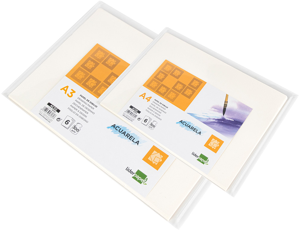 PAPEL AGUARELA LIDERPAPEL DIN A3 300 GR EMBALAGEM DE 6 FOLHAS