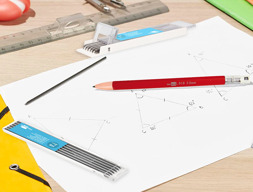 MINAS LIDERPAPEL GRAFITE DE 2 MM -ESTOJO DE 12 MINAS