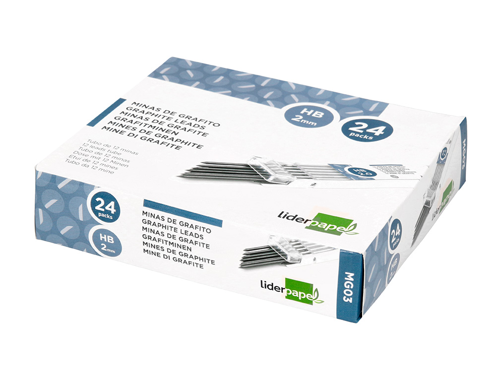 MINAS LIDERPAPEL GRAFITE DE 2 MM -ESTOJO DE 12 MINAS