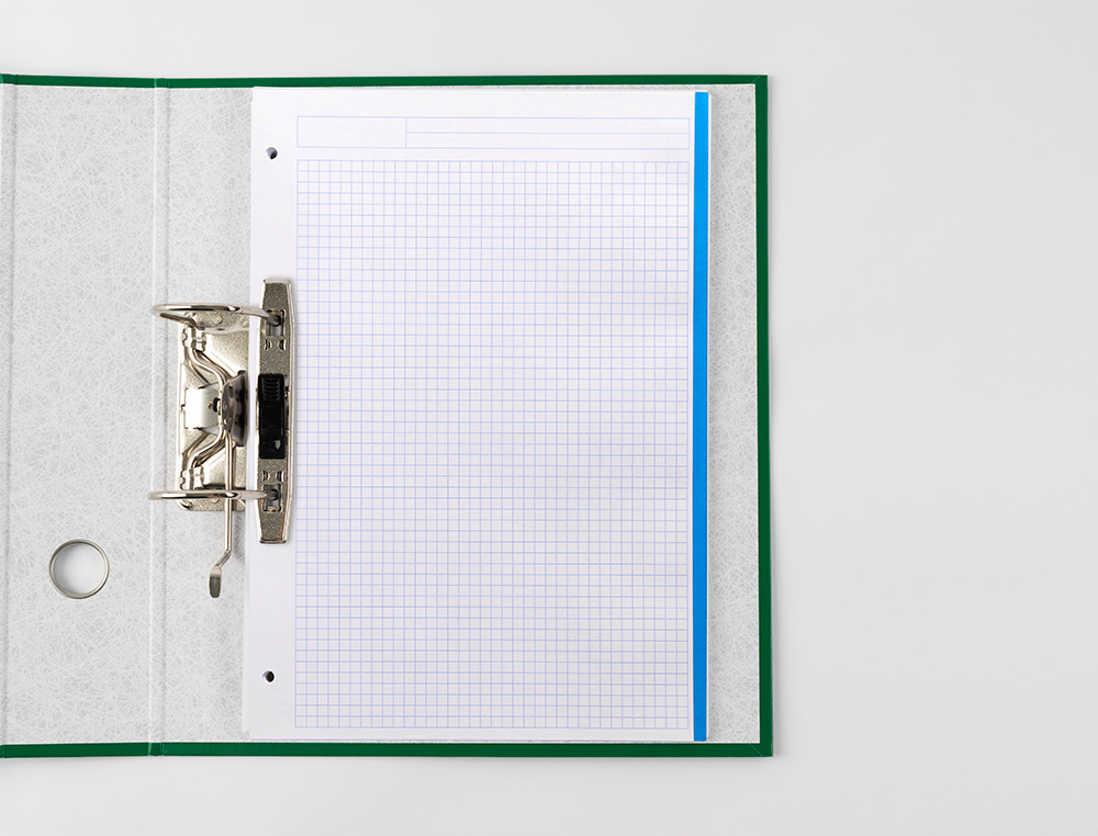 RECARGA LIDERPAPEL DIN A4 120 F QUADRICULA DE 5 MM MARGEM COM BANDAS 5 CORES PAPEL DE 70 GR