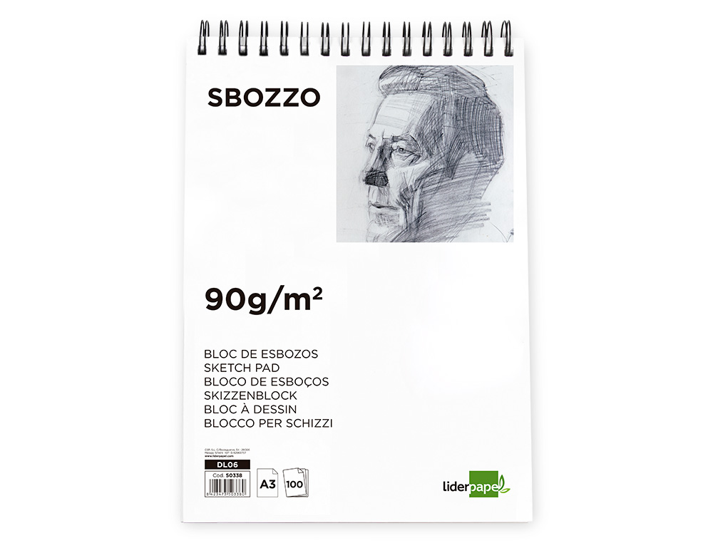BLOCO DE ESBOCOS LIDERPAPEL ESPIRAL DIN A3 100 FOLHAS 90 GR SEM ESQUADRIA