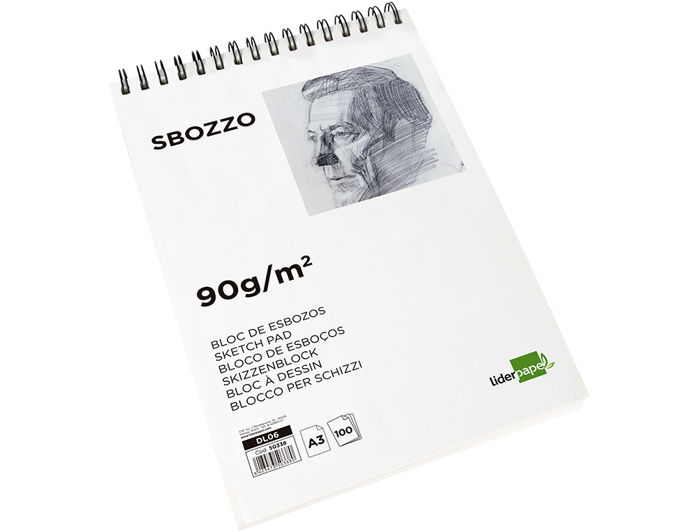BLOCO DE ESBOCOS LIDERPAPEL ESPIRAL DIN A3 100 FOLHAS 90 GR SEM ESQUADRIA