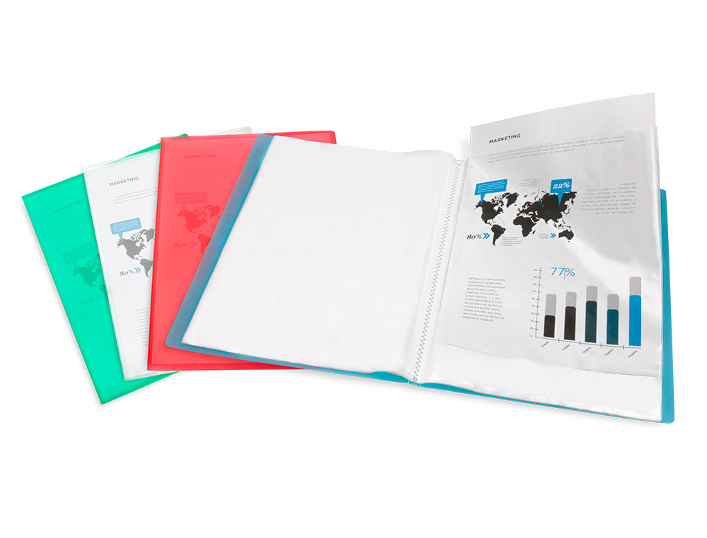 CAPA CATALOGO LIDERPAPEL 30 BOLSAS POLIPROPILENO DIN A4 TRANSPARENTE