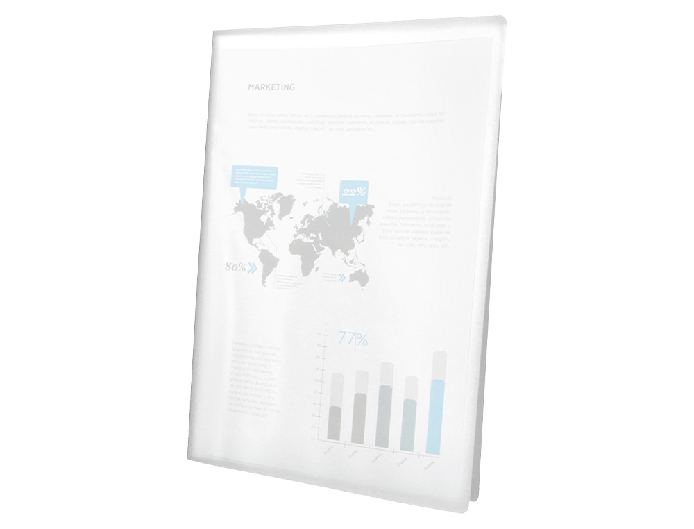 CAPA CATALOGO LIDERPAPEL 30 BOLSAS POLIPROPILENO DIN A4 TRANSPARENTE