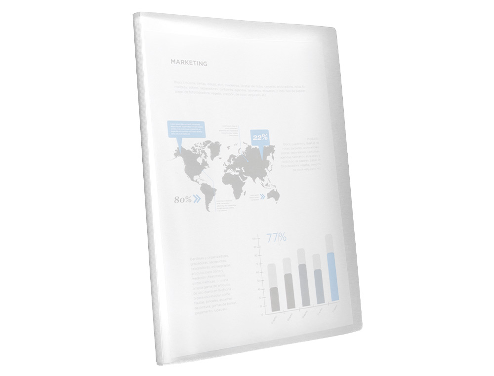 CAPA CATALOGO LIDERPAPEL 30 BOLSAS POLIPROPILENO DIN A4 TRANSPARENTE