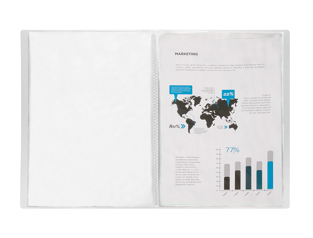 CAPA CATALOGO LIDERPAPEL 30 BOLSAS POLIPROPILENO DIN A4 TRANSPARENTE