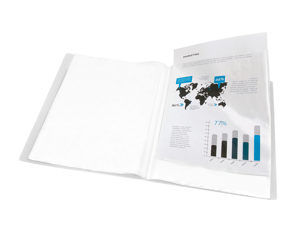 CAPA CATALOGO LIDERPAPEL 30 BOLSAS POLIPROPILENO DIN A4 TRANSPARENTE