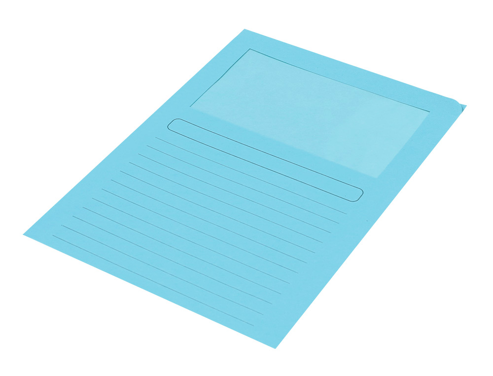 CLASSIFICADOR Q-CONNECT EM CARTOLINA DIN A4 AZUL COM JANELA TRANSPARENTE 120 GR
