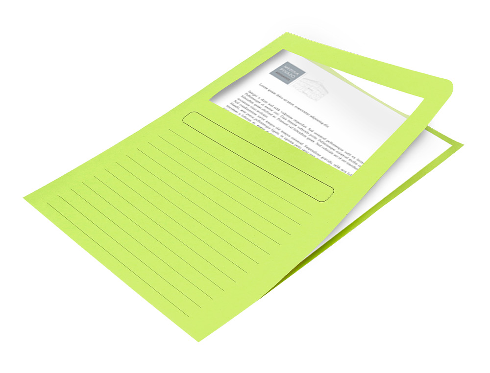 CLASSIFICADOR Q-CONNECT EM CARTOLINA DIN A4 VERDE COM JANELA TRANSPARENTE 120 GR