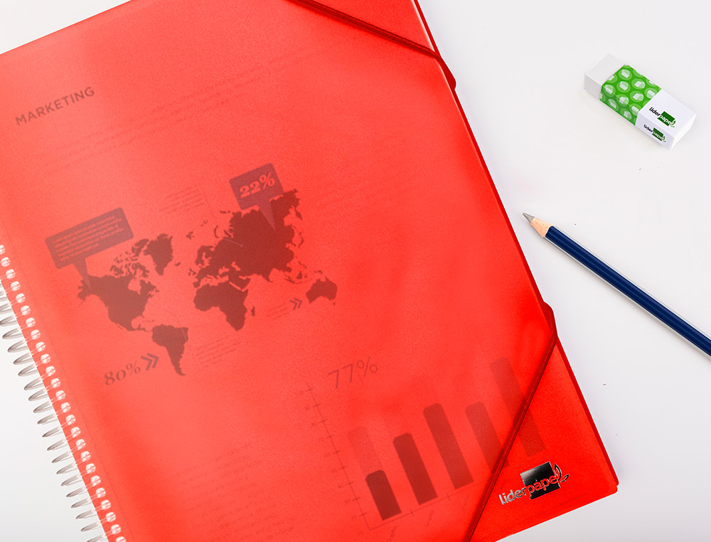 CAPA CATALOGO LIDERPAPEL COM ESPIRAL 10 BOLSAS POLIPROPILENO DIN A4 VERMELHO
