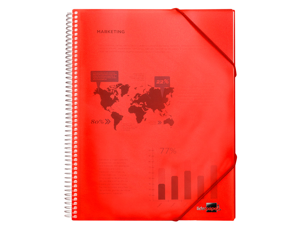 CAPA CATALOGO LIDERPAPEL COM ESPIRAL 10 BOLSAS POLIPROPILENO DIN A4 VERMELHO