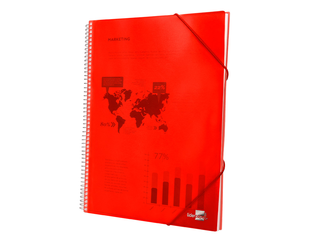 CAPA CATALOGO LIDERPAPEL COM ESPIRAL 10 BOLSAS POLIPROPILENO DIN A4 VERMELHO