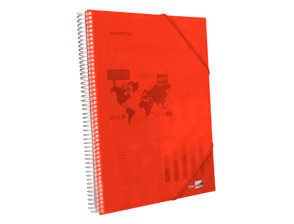 CAPA CATALOGO LIDERPAPEL COM ESPIRAL 10 BOLSAS POLIPROPILENO DIN A4 VERMELHO