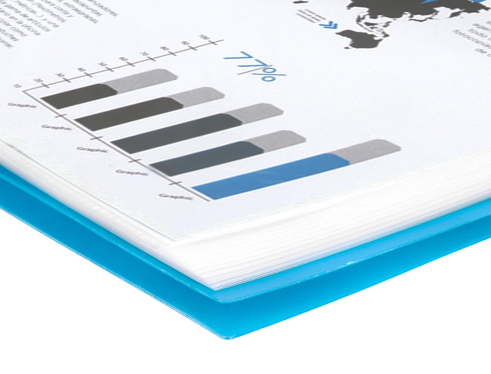 CAPA CATALOGO LIDERPAPEL COM ESPIRAL 20 BOLSAS POLIPROPILENO DIN A4 AZUL