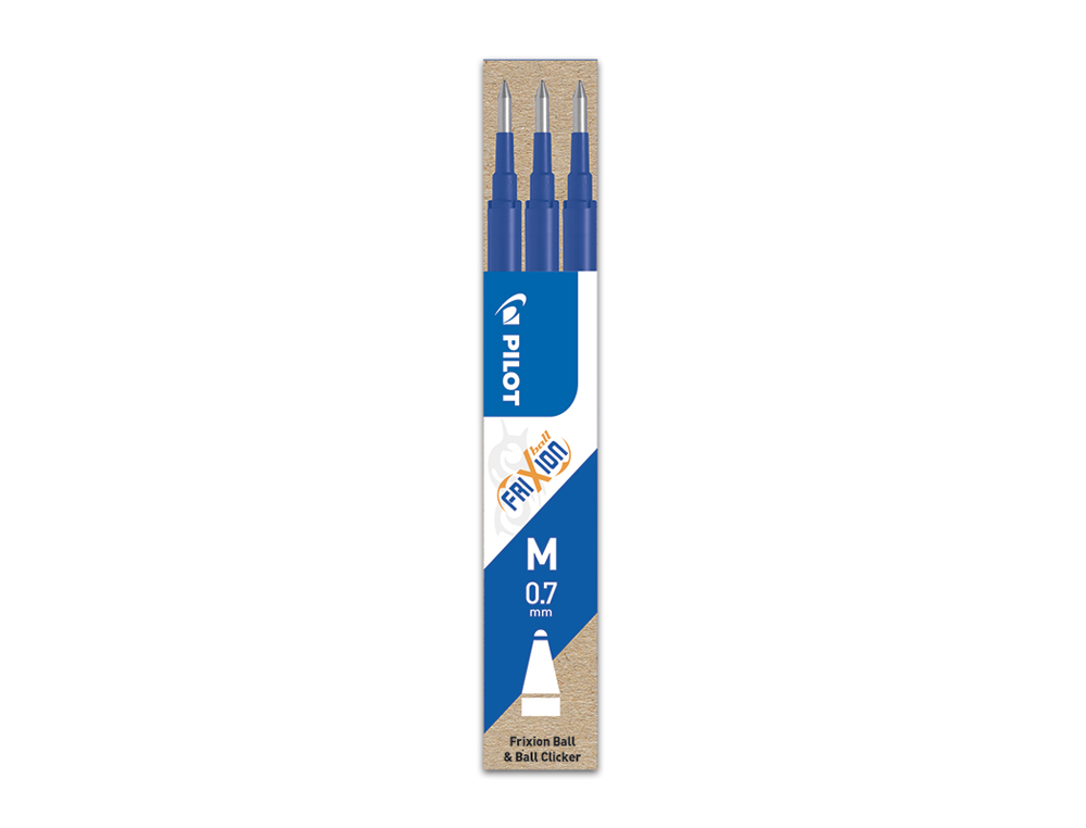 RECARGA ESFEROGRAFICA PILOT FRIXION BALL CLICKER AZUL CAIXA DE 3 UNIDADES