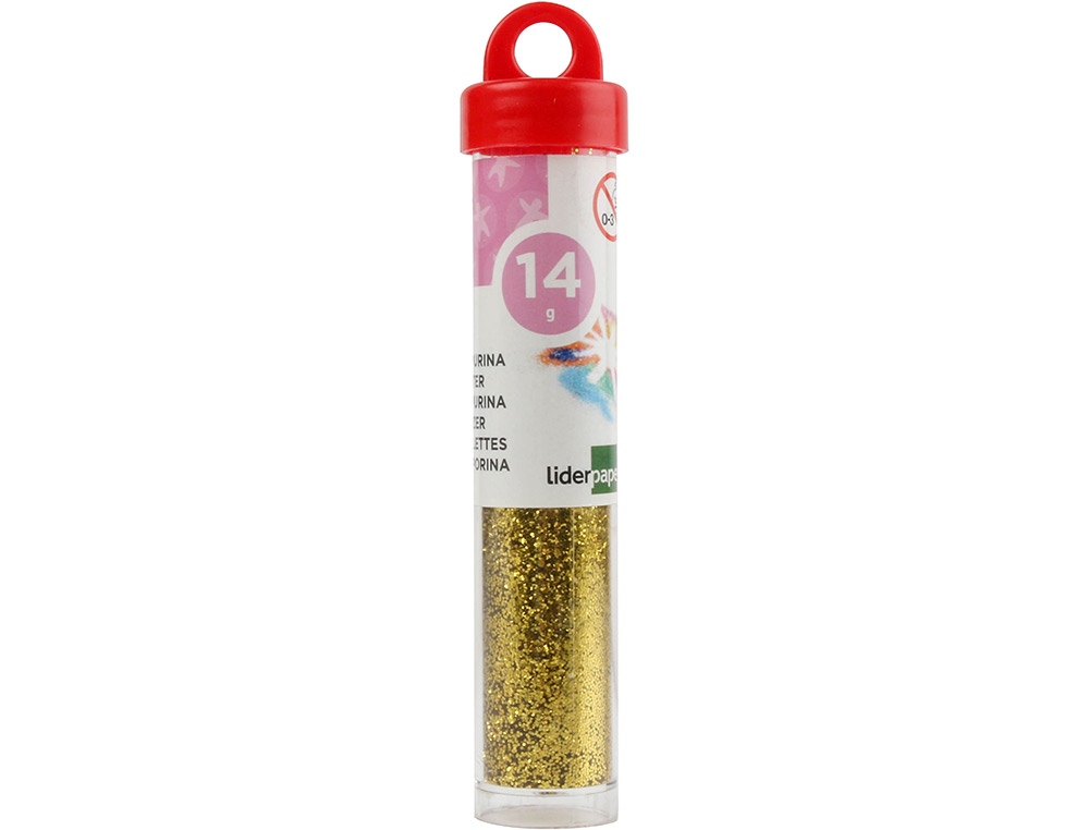 PURPURINA LIDERPAPEL FANTASIA COR OURO FRASCO DE 14 GR