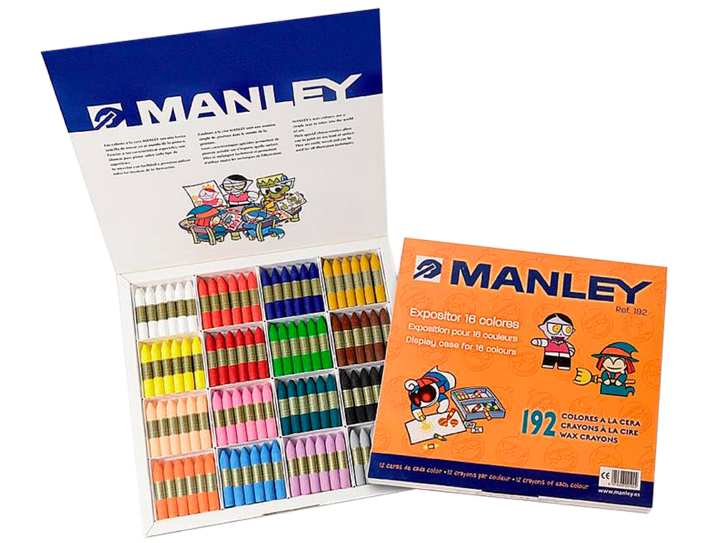LAPIS DE CERA MANLEY CAIXA DE 192 UNIDADES 16 CORES SORTIDAS