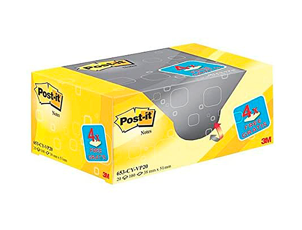 BLOCO DE NOTAS ADESIVAS POST-IT SUPER STICKY AMARELO CANARIO 76X127 MM PACK PROMOCIONAL 16+4 GRATIS