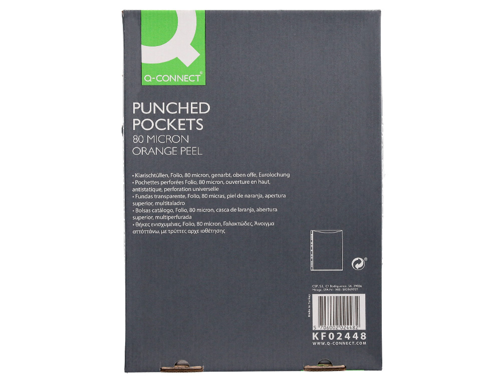 BOLSA CATALOGO/MICA Q-CONNECT FOLIO 80 MICRONS MARTELADA CAIXA DE 100 UNIDADES