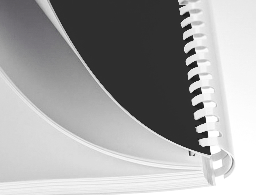 ESPIRAL Q-CONNECT REDONDA 18 MM PLASTICO BRANCO CAPACIDADE 160 FOLHAS CAIXA DE 50 UNIDADES