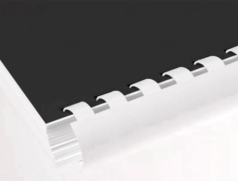 ESPIRAL Q-CONNECT REDONDA 18 MM PLASTICO BRANCO CAPACIDADE 160 FOLHAS CAIXA DE 50 UNIDADES
