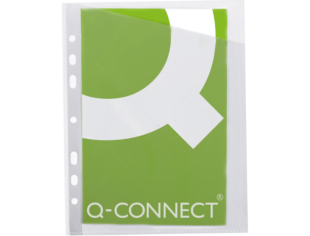 BOLSA CATALOGO Q-CONNECT CORTE OBLIQUO 290X195 MM CRISTAL 4 FUROS PVC 90 MC CAIXA DE 100 UNIDADES