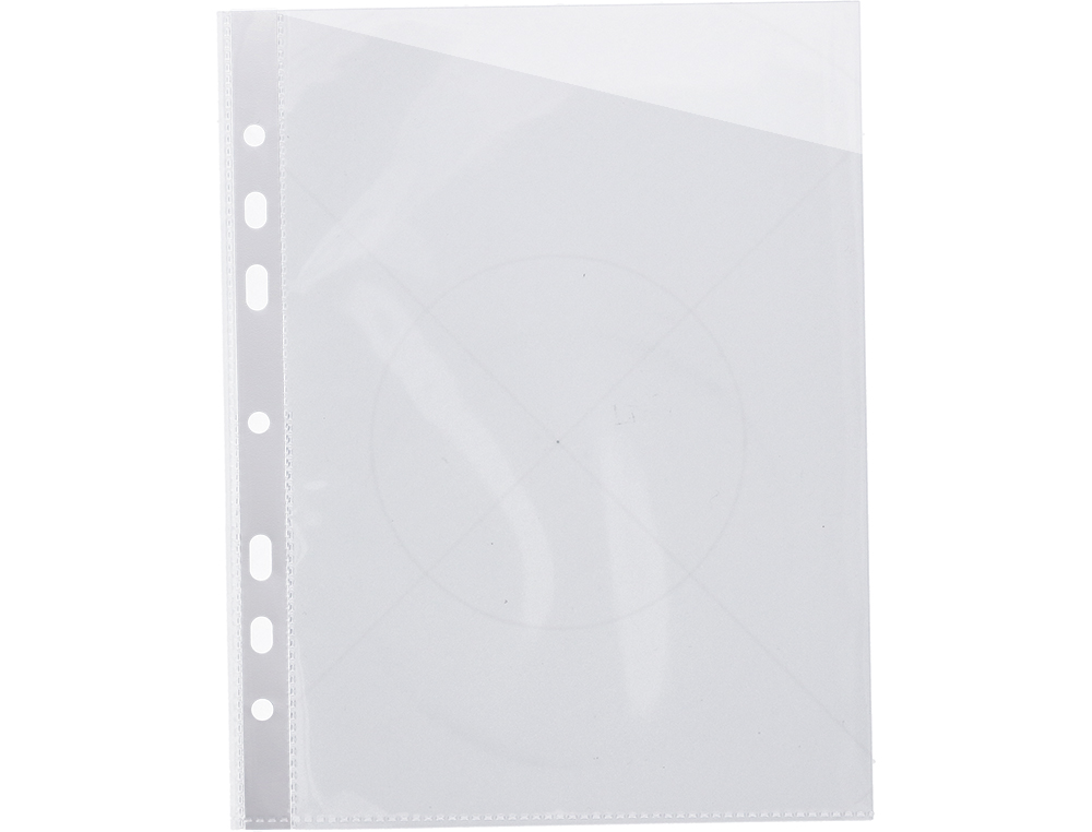 BOLSA CATALOGO Q-CONNECT CORTE OBLIQUO 290X195 MM CRISTAL 4 FUROS PVC 90 MC CAIXA DE 100 UNIDADES