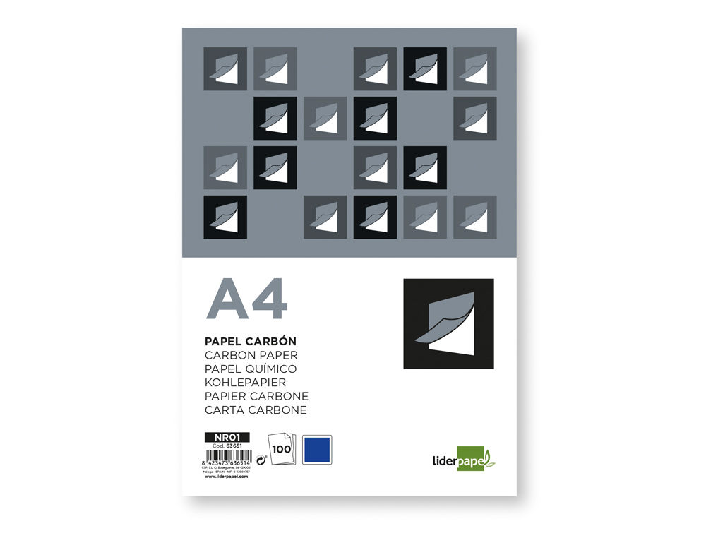 PAPEL QUIMICO LIDERPAPEL FILM DIN A4 AZUL CAIXA DE 100 FOLHAS