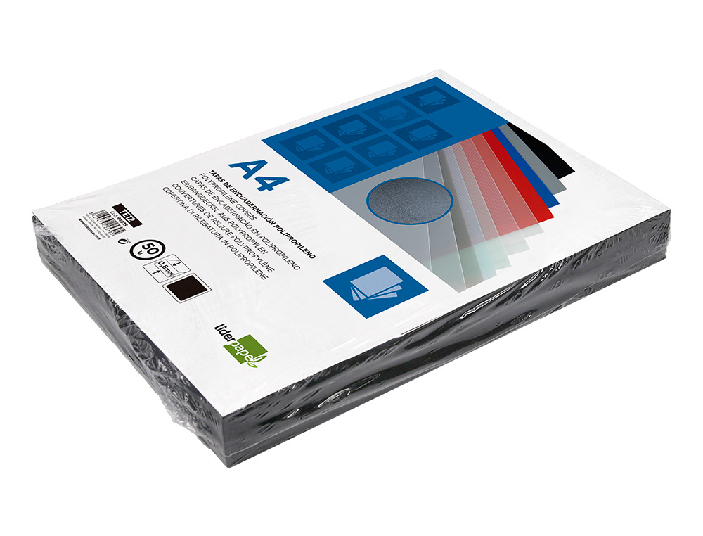 CAPA DE ENCADERNACAO LIDERPAPEL POLIPROPILENO DIN A4 0.8 MM PRETA PACK DE 50 UNIDADES