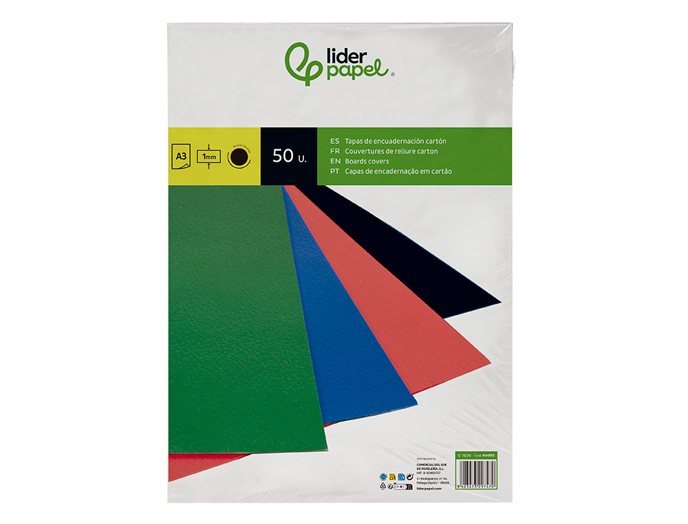 CAPA DE ENCADERNACAO LIDERPAPEL CARTAO DIN A3 1 MM PRETA PACK DE 50 UNIDADES