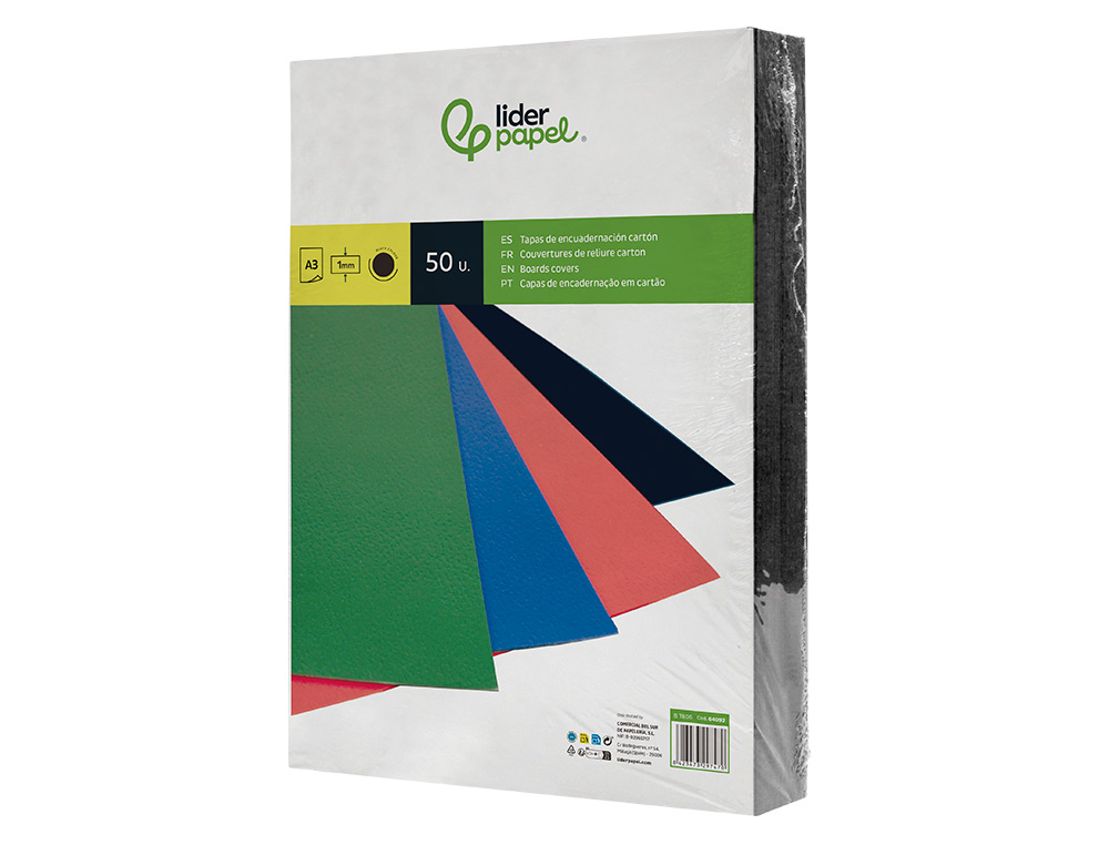 CAPA DE ENCADERNACAO LIDERPAPEL CARTAO DIN A3 1 MM PRETA PACK DE 50 UNIDADES