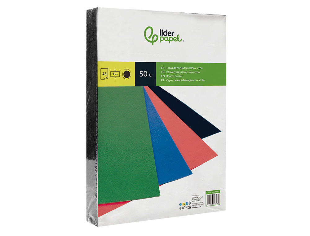 CAPA DE ENCADERNACAO LIDERPAPEL CARTAO DIN A3 1 MM PRETA PACK DE 50 UNIDADES