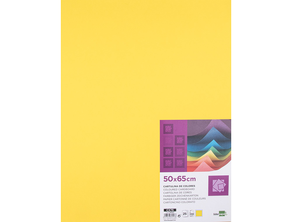 CARTOLINA LIDERPAPEL 50X65 CM 240 GR AMARELO LIMAO PACK DE 25 UNIDADES