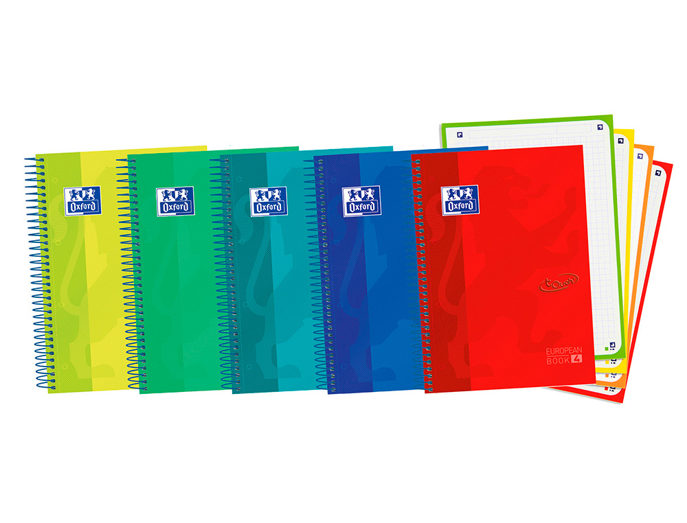 CADERNO ESPIRAL OXFORD EBOOK 4 CAPA EXTRADURA DIN A5+ 120 FOLHAS QUADRICULA 5 MM CORES SORTIDAS TOUCH