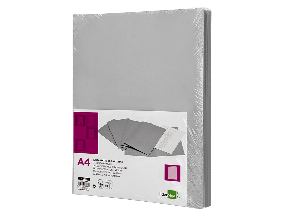 CLASSIFICADOR LIDERPAPEL EM CARTOLINA DE 180 GR DIN A4 CINZA INTENSO