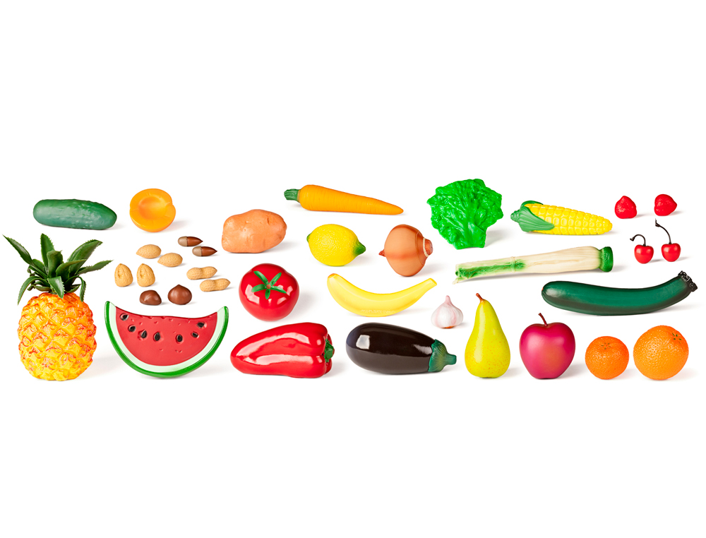 JOGO MINILAND SORTIDO DE LEGUMES E FRUTAS 36 PECAS