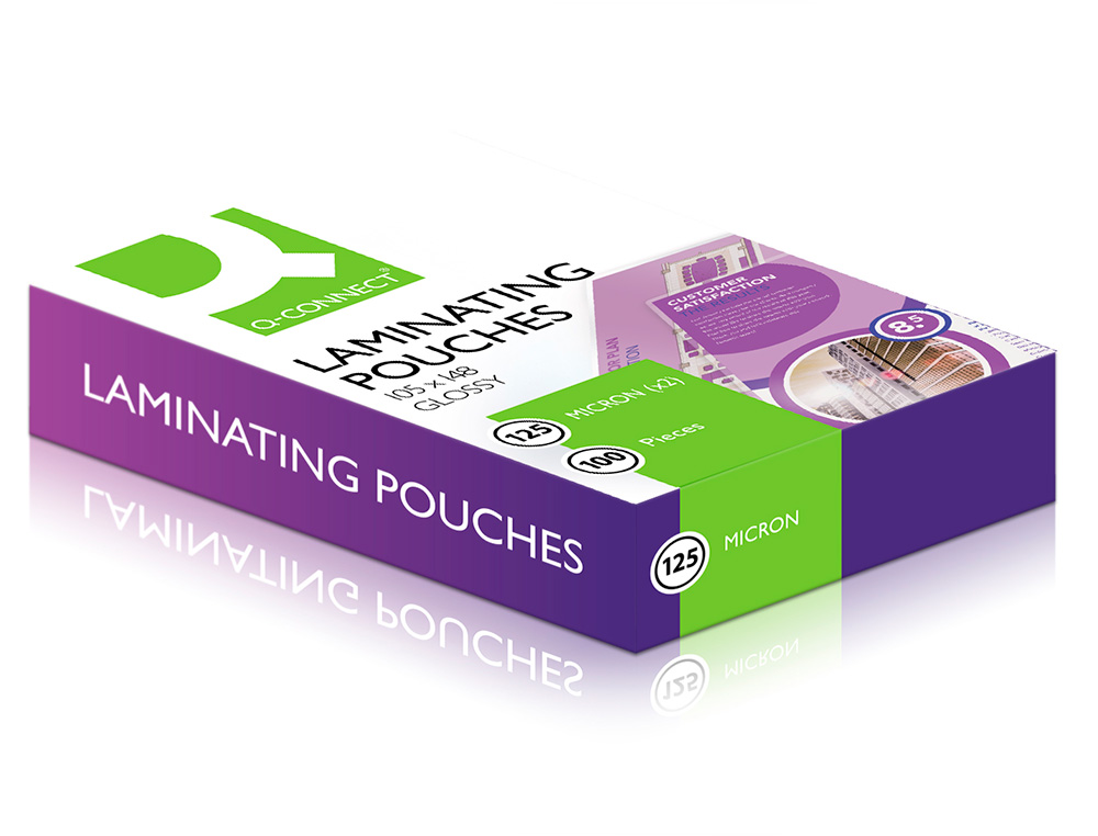 BOLSA DE PLASTIFICAR Q-CONNECT 105 X 148 MM DIN A6 125 MICRONS CAIXA DE 100 UNIDADES