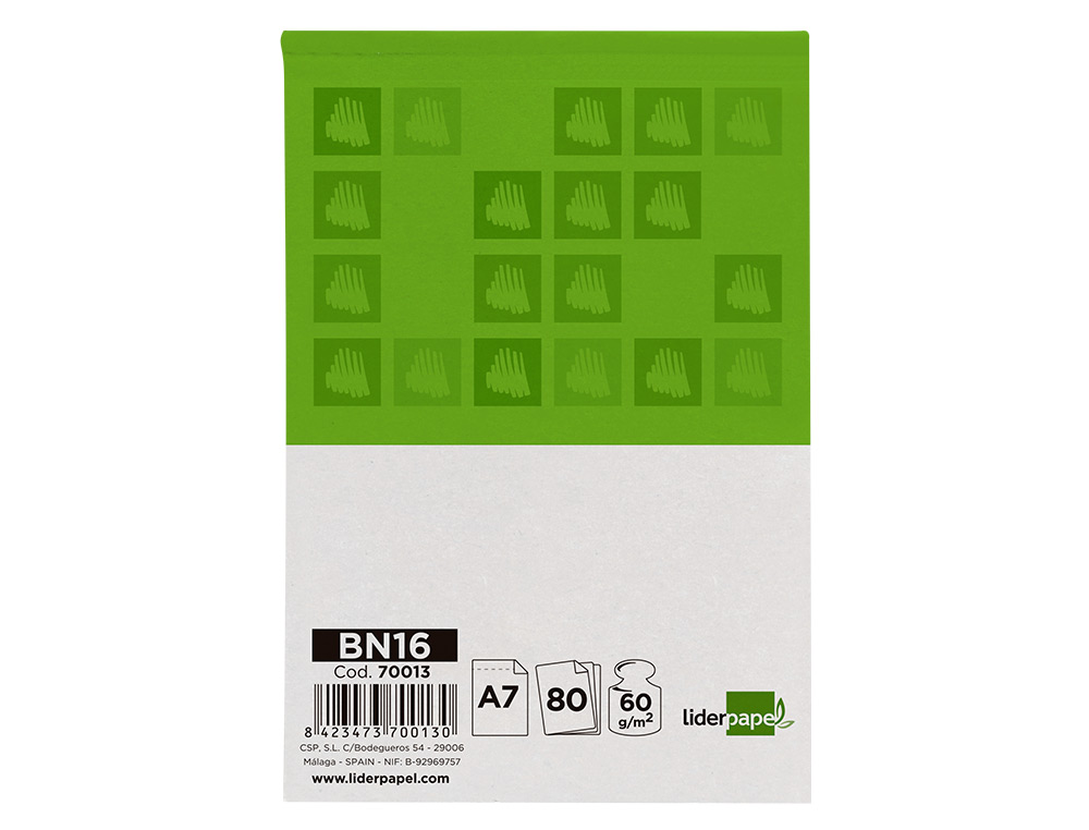 BLOCO DE APONTAMENTOS LIDERPAPEL LISO A7 80 FOLHAS 60G/M2 PERFURADO SEM CAPA