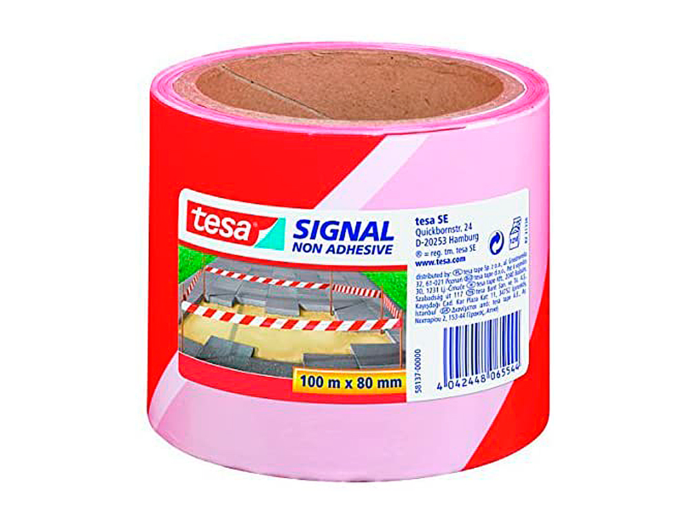 FITA DE SINALIZACAO TESA VERMELHO E BRANCO 100MT X 80 MM