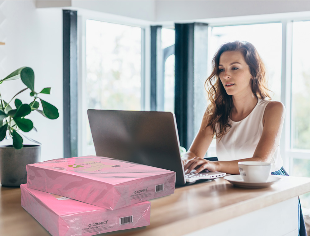 PAPEL DE COR Q-CONNECT DIN A3 80 GR ROSA EMBALAGEM DE 500 FOLHAS