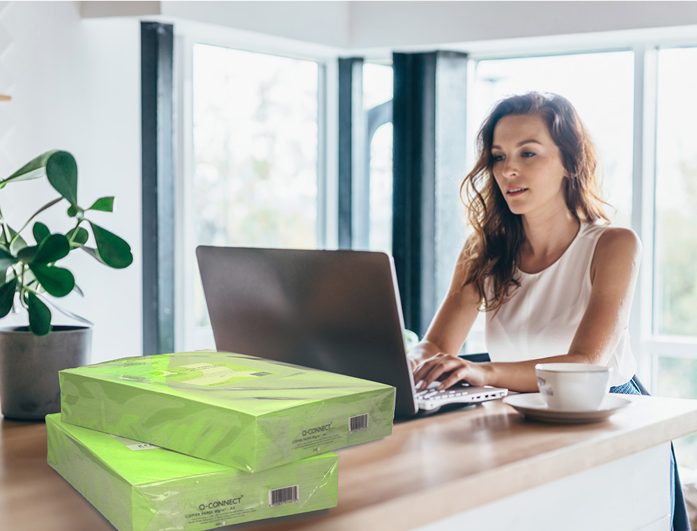PAPEL DE COR Q-CONNECT DIN A3 80 GR VERDE NEON EMBALAGEM DE 500 FOLHAS