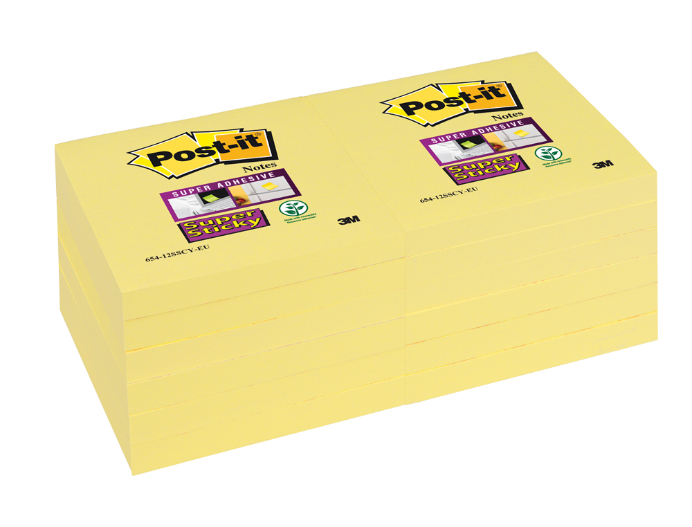 BLOCO DE NOTAS ADESIVAS POST-IT SUPER STICKY 76X127 MM COM 6 BLOCOS AMARELO CANARIO