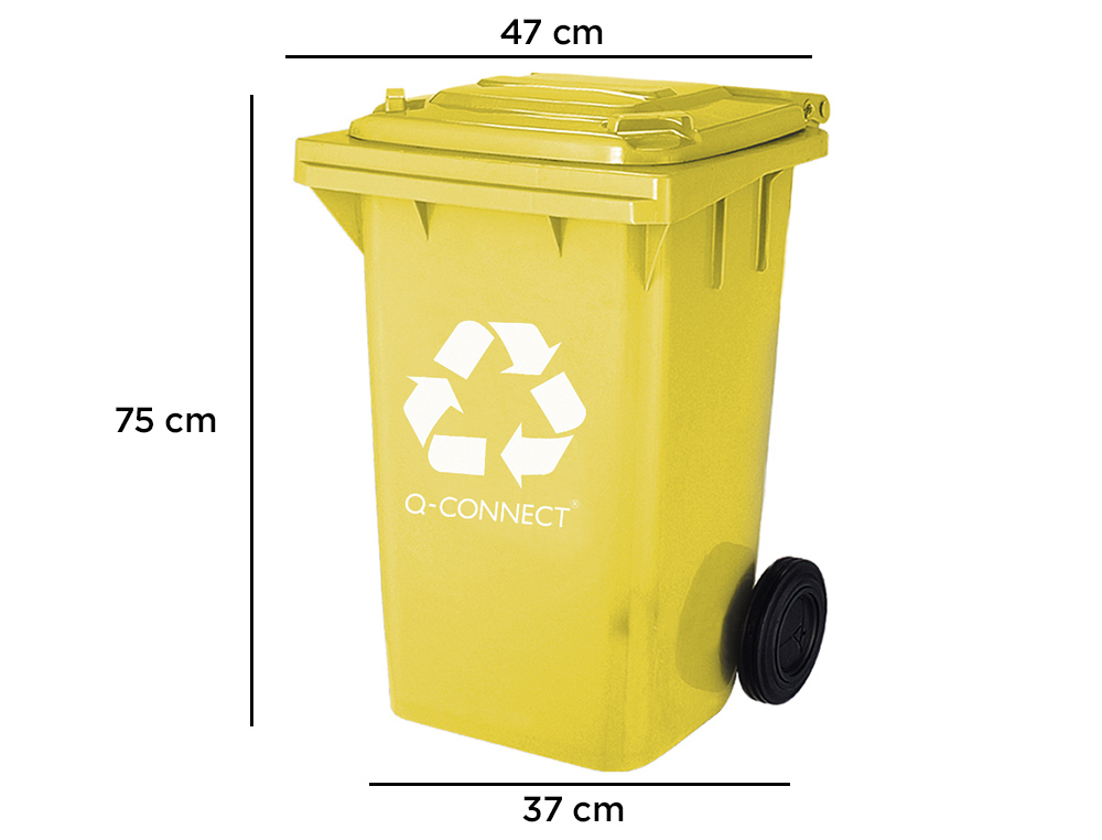 CONTENTOR DE LIXO Q-CONNECT PLASTICO 100L COM CAPA AMARELA 75X37X47 CM