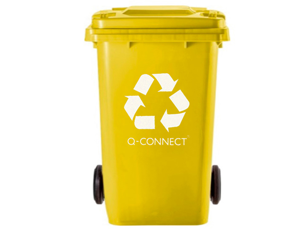 CONTENTOR DE LIXO Q-CONNECT PLASTICO 100L COM CAPA AMARELA 75X37X47 CM