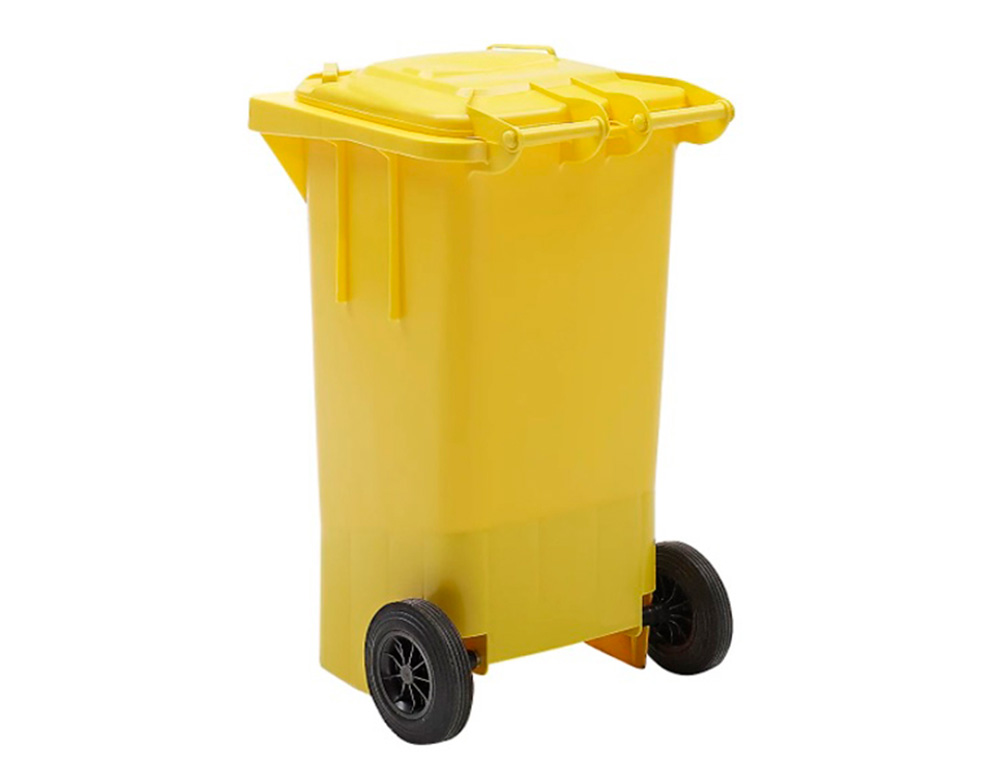 CONTENTOR DE LIXO Q-CONNECT PLASTICO 100L COM CAPA AMARELA 75X37X47 CM